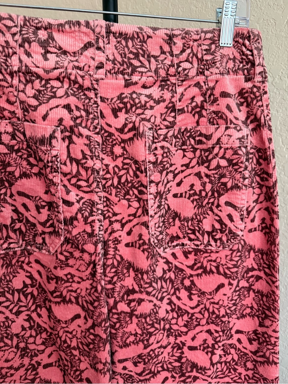 Anthropologie Maeve The Colette Pink Botanical Corduroy Wide Leg Pants 31 - Picture 13 of 15